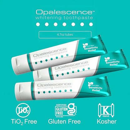Opalescence Whitening Toothpaste for Sensitive Teeth (12 Pack) - Oral Care, Mint Flavor, Gluten Free - 5167-12