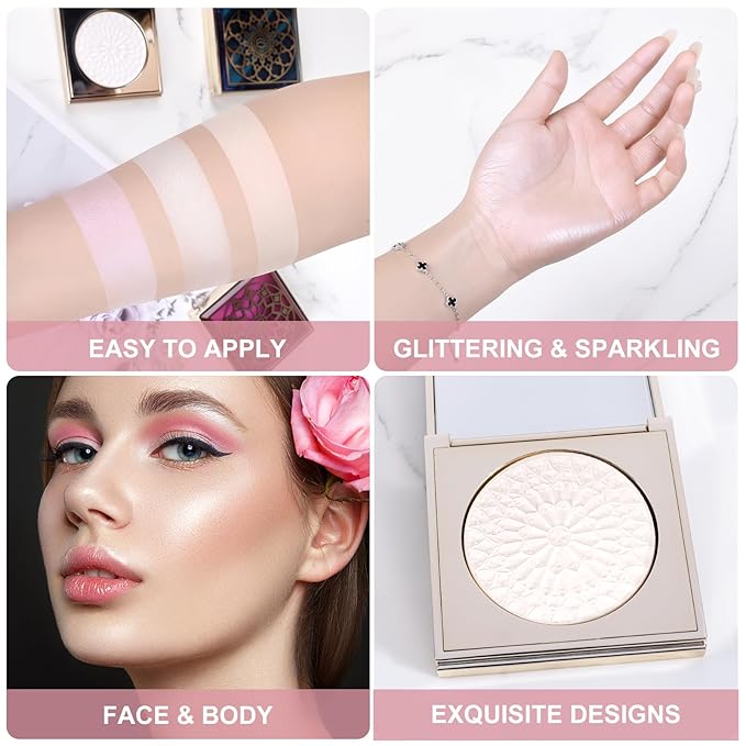 Face Highlighters Exquisite 3D Texture Luminizers Palette, Shiny