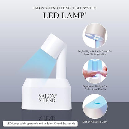 KISS Salon X-tend, Press-On Nails, Nail Glue Included, 'Satellite', Light Silver, Short Size, Coffin Shape, 30 Nails, 5Ml Led Soft Gel Adhesive, 1 Manicure Stick, 1 New Mini File, New Prep Pad