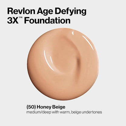 Revlon Liquid Foundation, Age Defying 3XFace Makeup, Anti-Aging Fl Oz
