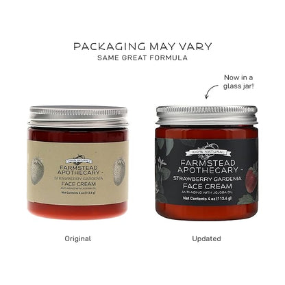 Farmstead Apothecary 100% Natural Anti-Aging Face Cream with Jojoba Oil, 4 oz (Strawberry Gardenia)