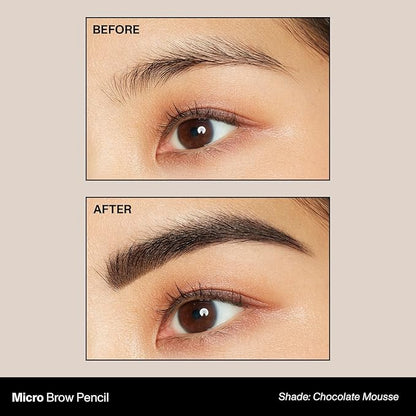 Morphe Micro Dual Eyebrow Pencil - Dual-Ended Brow Pencil Featuring a Retractable, Ultra-Precise, Pointed Tip - Richly Pigmented, Smooth-Gliding, Long-Lasting Wax Formula - Chocolate Mousse (0.003 oz)
