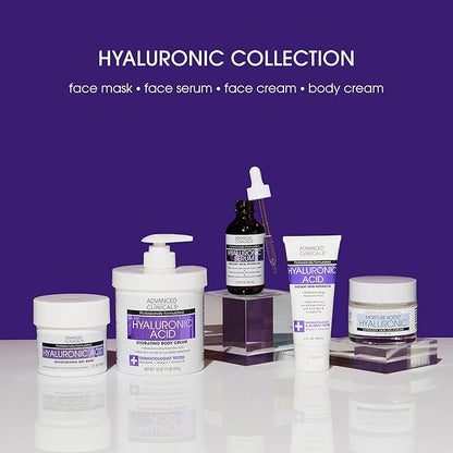 Advanced Clinicals Hyaluronic Acid Face Moisturizer Gel Cream + Hyaluronic Acid Body Cream 2pc Hydrating Skincare Set For Women & Men To Reduce Appearance Of Dry Skin, Wrinkles, & Fine Lines, 2pc Set