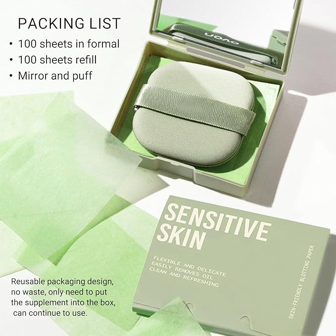 KYDA 200 Sheets Oil Blotting Paper with Mirror Makeup Friendly