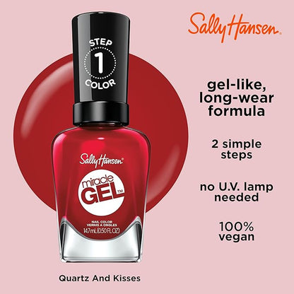 Sally Hansen Miracle Gel, Rhapsody Red, Long Lasting, Gel-Like Formula, No UV Lamp Needed, Opaque, Shiny Red Nail Polish