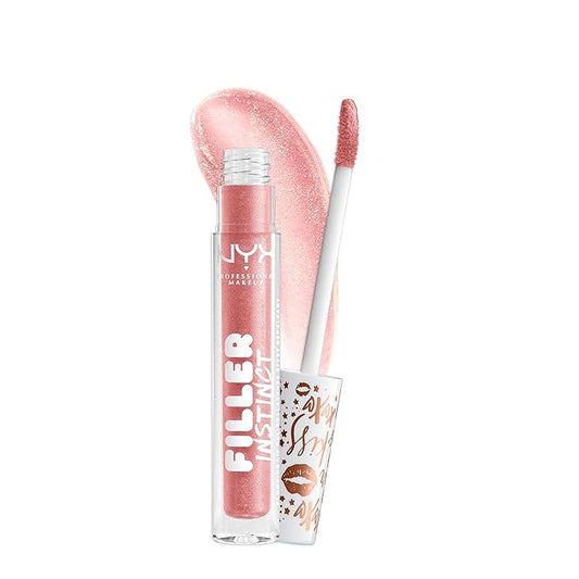 NYX PROFESSIONAL MAKEUP Filler Instinct Plumping Lip Polish, Lip Plumper Gloss - Sparkling Please (Rose Gold)