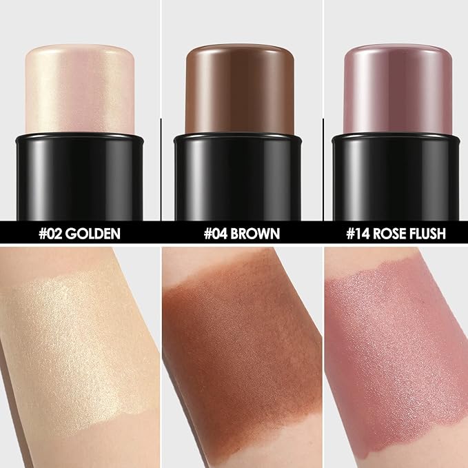 FOCALLURE 3 Pcs Cream Contour Sticks,Shades with Highlighter Finishing Makeup,NEUTRAL