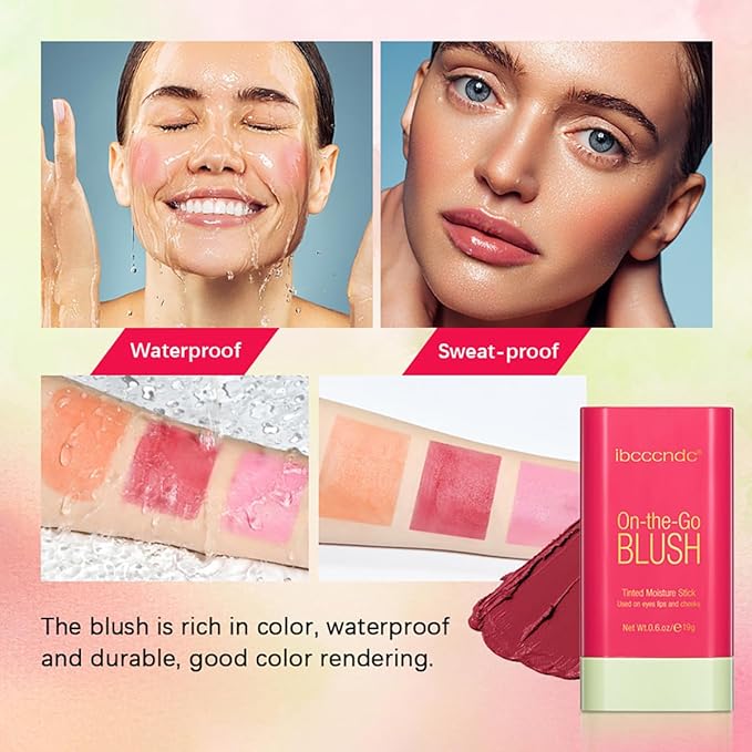 Multi-Use Makeup Blush Stick, Cream Blush Stick, Tinted (1#Shy Pink)