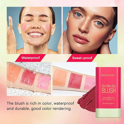 Multi-Use Makeup Blush Stick, Cream Blush Stick, Tinted (1#Shy Pink)
