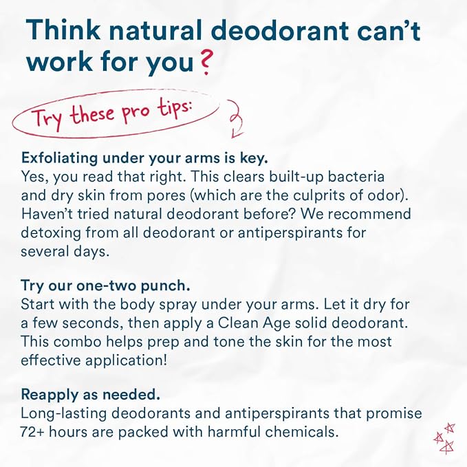 Aluminum Free Deodorant & Body Spray for Whole Body - Citrus 4oz (2 Pack) Clean Deodorant and Body Spray for Teen Boys and Girls - With AHA For Body Acne - Body Spray for Teens Formula
