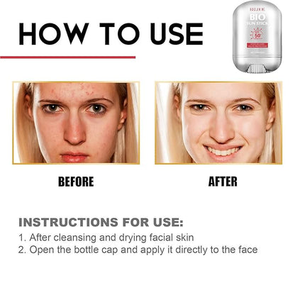 Bio Sun Stick,Face and Body Professional Sunscreen Stick,Enriched with Vitamin C Strong Sunscreen Keep Skin Moisture,Reduce Redness Sun Spots,Protection Repair of the Skin Suitable for all Types
