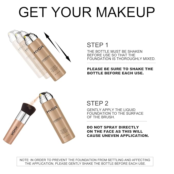 KYDA AirBrush Foundation Spray, Silky Foundation Mist Makeup, Nude Beige