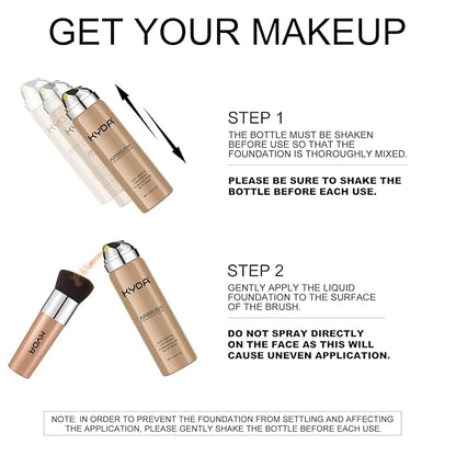 KYDA AirBrush Foundation Spray, Silky Foundation Mist Makeup, Nude Beige