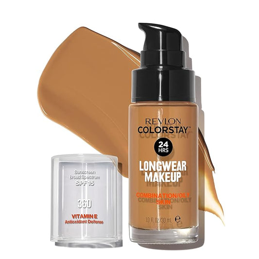 Revlon Liquid Foundation, ColorStay Face Makeup for Combination Caramel (360), 1.0 Oz