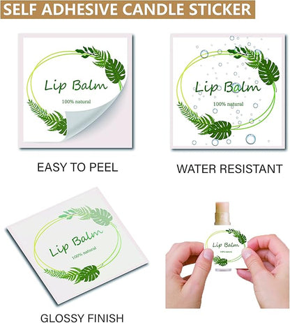 CRASPIRE Lip Balm Labels 80pcs Homemade Green）
