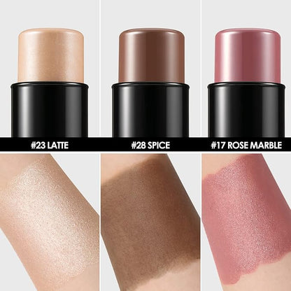 FOCALLURE 3 Pcs Cream Contour Sticks,Shades with Highlighter Finishing Makeup,TAN