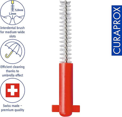 Curaprox CPS 07 Prime Refill Pack Interdental Brushes, 0.7mm to 2.5mm, Red (8 Pack)