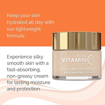 Noche Y Dia Vitamin C Face Cream - Hydrating, Lightweight, Non-Greasy Moisturizer for All Skin Types - Anti-Aging Formula for Fine Lines, Wrinkles & Even Skin Tone - 60mL (2.04 fl oz)