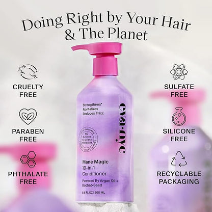 EVANYC Hair Conditioner, Mane Magic 10-in-1, 8.8 fl oz, Sulfate Free, Strengthening Conditioner for Dry Hair and All Hair Types, GMO-Free, Vegan, Plant Protein, Argan Oil, Baobab Seed Oil