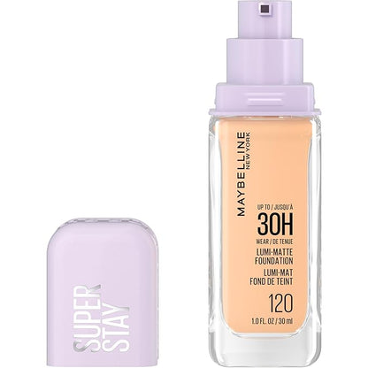 Maybelline Super Stay Lumi-Matte Foundation, Lightweight and Buildable Full Coverage Foundation Makeup For Up To 30HR Wear, 120, 1 Count
