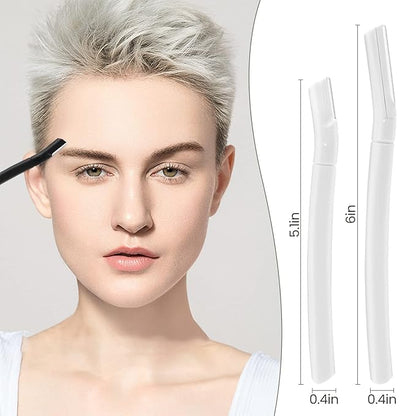 Eyebrow Razor, Dermaplane Face Razors for Women Facial Hair, Eyebrow Shaver(8 Count), Peach Fuzz Removal, Dermaplaner to Exfoliate and Refresh the Skin (White, Black)