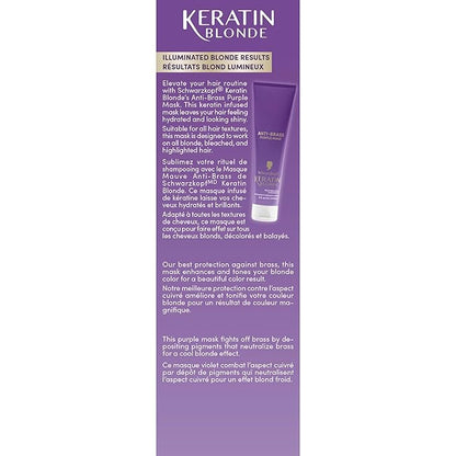 Schwarzkopf Keratin Blonde Anti Brass Purple Mask, 1 Application - Hair Dye Treatment Neutralizes Brassiness and Yellow Undertones, Hair Mask Strengthens Hair, Making it 3x Stronger