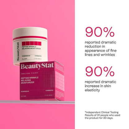 BeautyStat Peptide Wrinkle Relaxing Moisturizer - Made in the USA - Created by a 20+ Year Skincare Veteran Cosmetic Chemist - 1.7oz/50ml