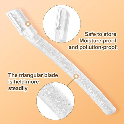Women’s Dermaplane Razor for Face & Eyebrow - Anti-Cutting Japanese Blades for Eyebrow and Facial Hair Removal, Achieve Silky Skin and Perfect Brows (Transparent, 6 Count)