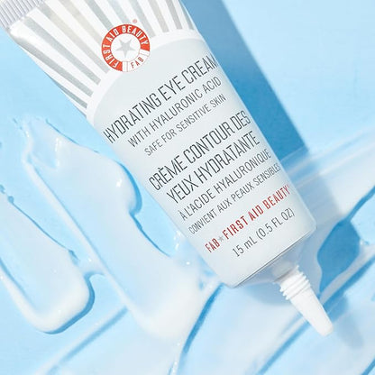 First Aid Beauty - Hydrating Eye Cream with Hyaluronic Acid, Nourishing Eye Cream that Provides 24 hours of Hydration, Helps Smooth Fine Lines, Wrinkles & Puffiness, Safe for Sensitive Skin, 0.5 oz