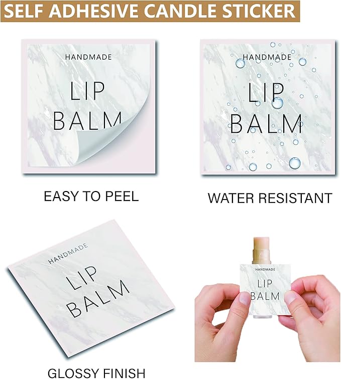CRASPIRE Lip Balm Labels 80pcs Homemade Container（Marble