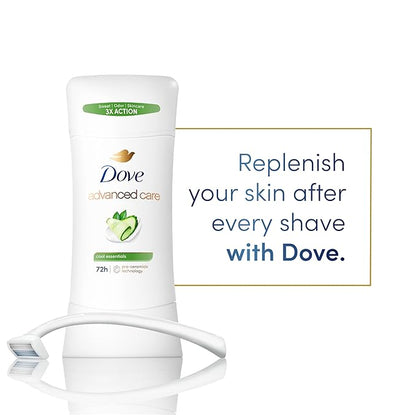 Dove Advanced Care Antiperspirant Deodorant Stick for Women Cool Essentials For 48 Hour Protection And Soft And Comfortable Underarms, 2.6 oz 2 Count