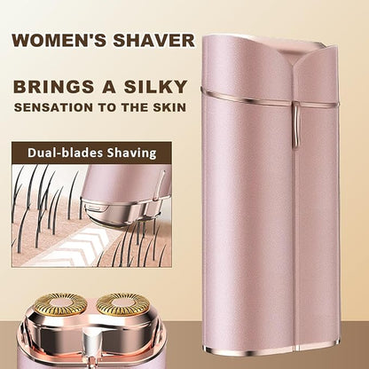 Facial Hair Removal for Women, Portable Painless Electric Shaver Device with Built-in LED, Wet/Dry Electric Razor Hair Remover Epilators for Face, Chin, Upper Lip and Arms (Rose Gold-2025)