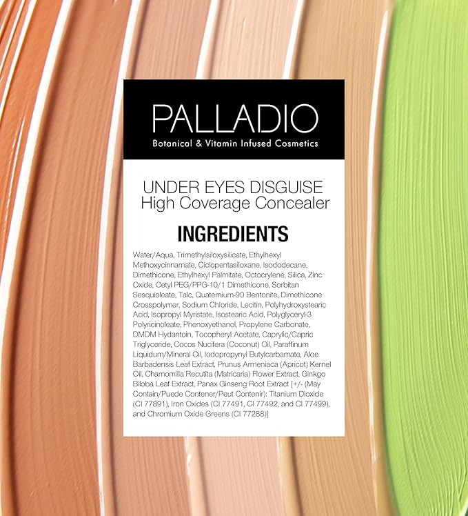 Palladio Full Coverage Concealer, Under Eyes Disguise, Creamy Brush, Custard