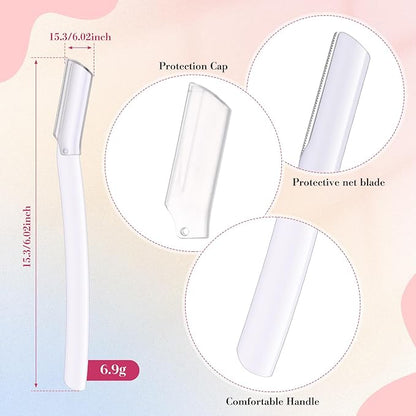 Lasnten 6Pcs Dermaplane Razor Eyebrow Facial Razor for Women Men Single Blade Multipurpose Eyebrow Trimmer Skin Hair Removal Shaver Face Razor Dermaplaning Exfoliating Tool Include Blade Cover(White)