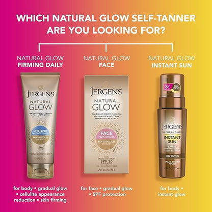 Jergens Natural Glow Face Moisturizer with SPF 20 Sunscreen, Fair to Medium Skin, Oil Free, UVA/UVB Protection - 2 oz