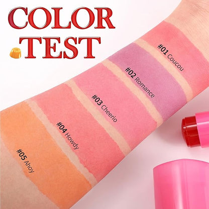 Water Jelly Tint Blush, 3-In-1 Multi-Use Blush Cream Blush Stick for Eyes, Cheeks & Lips, Hydrating & Bouncy Jelly Texture, Blends Perfect for Skin Portable Multipurpose Long Lasting Waterproof(02, s)