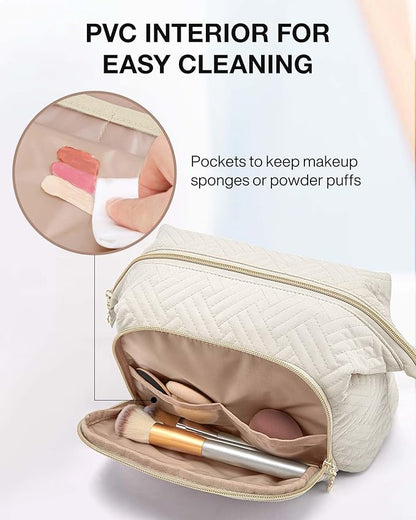 BAGSMART Travel Makeup Bag, Cosmetic Bag Make Up Organizer Case,Large Wide-open Pouch for Women Purse for Toiletries Accessories Brushes