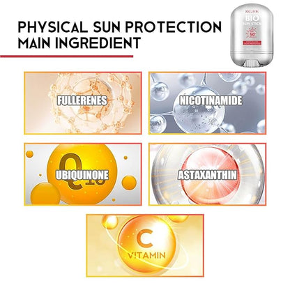Bio Sun Stick,Face and Body Professional Sunscreen Stick,Enriched with Vitamin C Strong Sunscreen Keep Skin Moisture,Reduce Redness Sun Spots,Protection Repair of the Skin Suitable for all Types
