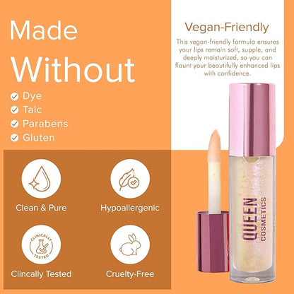 Queen Cosmetics Lip Plumper Gloss, 0.5 (Glazed