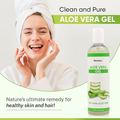 Natural Aloe Vera Gel for Hair, Scalp, Face, Dry Skin, Sunburn, & Sensitive Skin - Cold Pressed, Vegan, Unscented - Soothing Aloe Face Moisturizer (10 oz.)