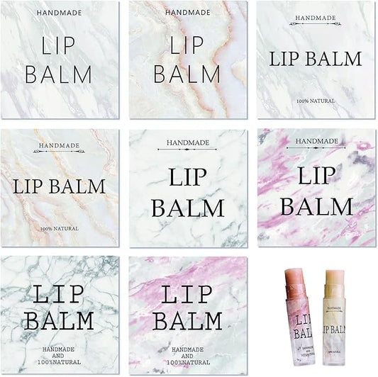 CRASPIRE Lip Balm Labels 80pcs Homemade Container（Marble