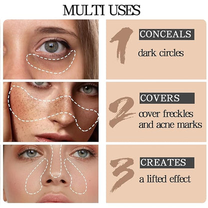 6 Colors Concealer Palette with Brush,Full Coverage,Cream Contouring Marks Scars