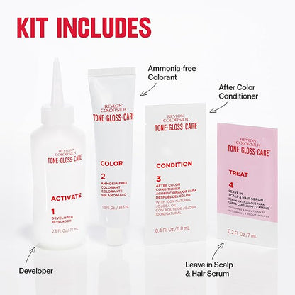 Revlon ColorSilk Tone + Gloss + Care Demi Permanent Hair Color, Dye Kit with Leave-In Scalp and Haircare Serum, 2x Shinier, 4x Stronger, 6 Light Brown, 4.5 fl oz
