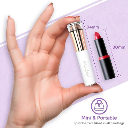 Mini Portable Facial Hair, Lips and Chin Remover Trimmer for Women, Facial Painless Epilator Pen, 18K gold-plated 13mm hypoallergenic rotary head. 360° LED light for Instant and Painless Hair Remover