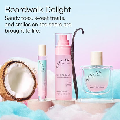 Skylar Boardwalk Delight Hair & Body Mist | Hypoallergenic & Clean Fragrance | Vegan, Cruelty Free, and Safe For Sensitive Skin | 80 ML, 2.7 Fl Oz