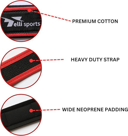TelliSports Padded Wrist Straps Anti Slip Cotton Gym