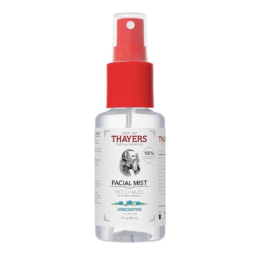 Thayers Alcohol-Free Witch Hazel Facial Mist Toner with Aloe Vera, Unscented, Soothing and Hydrating, for All Skin Types, Trial Size, 3 oz
