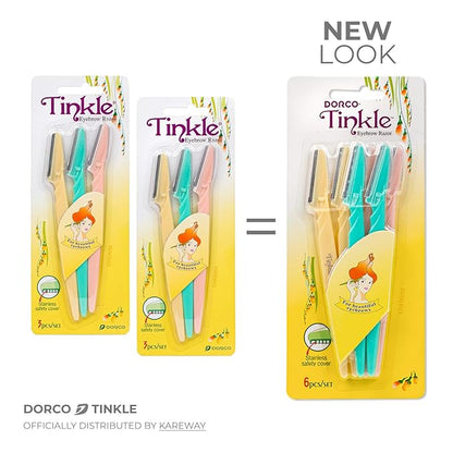 Tinkle Dermaplaning Tool 12ct, Dermaplane Razor for Women, Safe and Easy Peach Fuzz Remover, Eyebrow Trimmer with Protective Cover (4 Packs of 3)