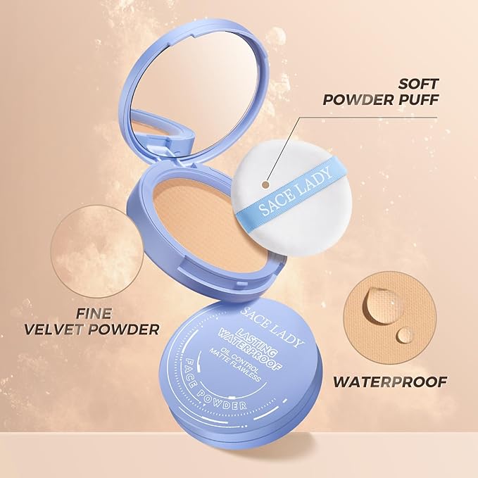 SACE LADY Face Pressed Powder Sets Makeup, Controls Cosmetics Cruelty-free, 0.35oz
