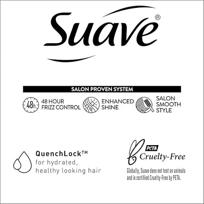 Suave Shampoo and Conditioner Set, Silk Protein Infusion, Sleek & Smooth – Protein Hair Treatment for Dry, Damaged Hair, Detangler, 48H Frizz Control, 12.6 Oz Ea (2 Piece Set)